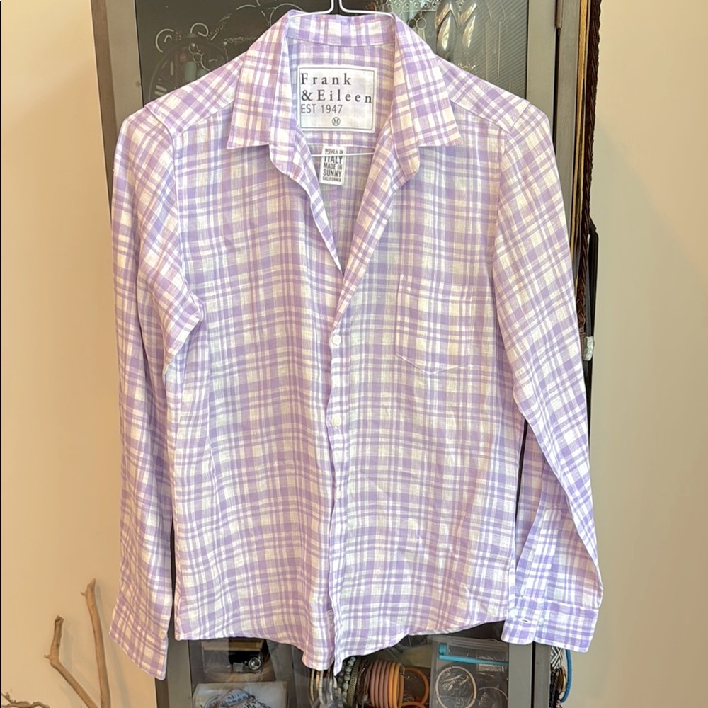 Frank & Eileen 100% linen Barry plaid shirt, Medium